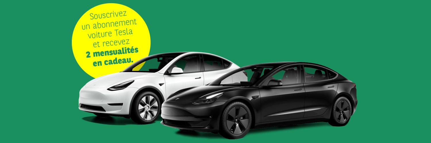 Souscrivez un abonnement voiture Tesla et recevez 2 mensualités en cadeau.